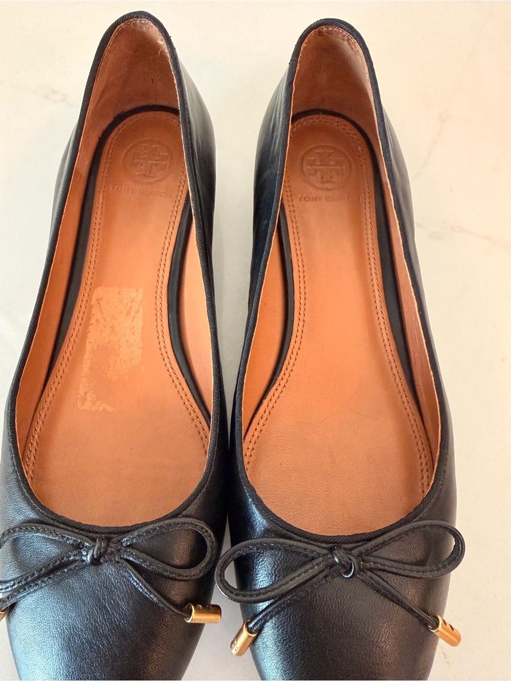 TORY BURCH BROOKE BOW 25MM BALLET IN PERFECT BLACK HEELS SIZE 7M - Picture 7 of 11